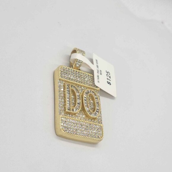NEW Sterling Silver 925 w/ cubic zirconia stones Rectangle with DO initial - Picture 3 of 4
